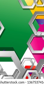 Abstract geometric background with hexagon, brights color compositions. Vector illustration