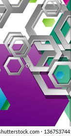 Abstract geometric background with hexagon, brights color compositions. Vector illustration