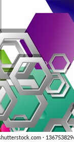 Abstract geometric background with hexagon, brights color compositions. Vector illustration