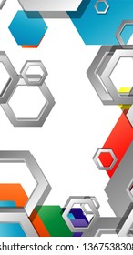Abstract geometric background with hexagon, brights color compositions. Vector illustration