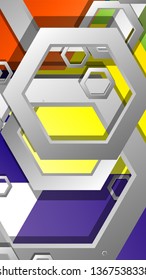 Abstract geometric background with hexagon, brights color compositions. Vector illustration
