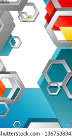 Abstract geometric background with hexagon, brights color compositions. Vector illustration