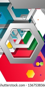 Abstract geometric background with hexagon, brights color compositions. Vector illustration