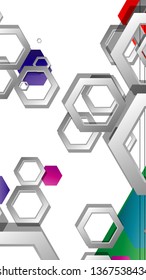 Abstract geometric background with hexagon, brights color compositions. Vector illustration