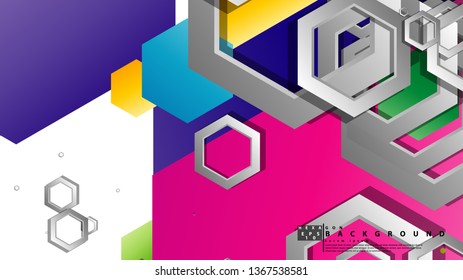 Abstract geometric background with hexagon, brights color compositions. Vector illustration