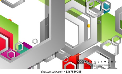 Abstract geometric background with hexagon, brights color compositions. Vector illustration