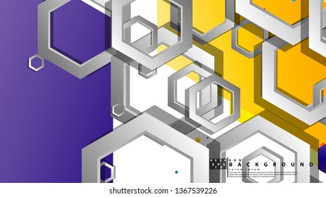 Abstract geometric background with hexagon, brights color compositions. Vector illustration