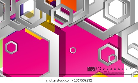 Abstract geometric background with hexagon, brights color compositions. Vector illustration