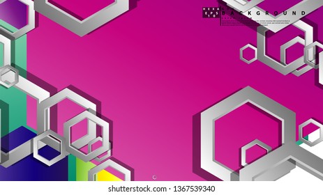 Abstract geometric background with hexagon, brights color compositions. Vector illustration