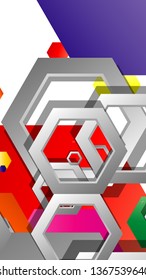 Abstract geometric background with hexagon, brights color compositions. Vector illustration
