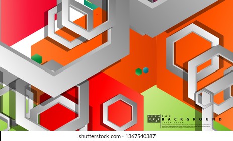 Abstract geometric background with hexagon, brights color compositions. Vector illustration