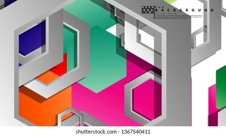 Abstract geometric background with hexagon, brights color compositions. Vector illustration