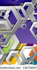 Abstract geometric background with hexagon, brights color compositions. Vector illustration