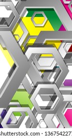 Abstract geometric background with hexagon, brights color compositions. Vector illustration