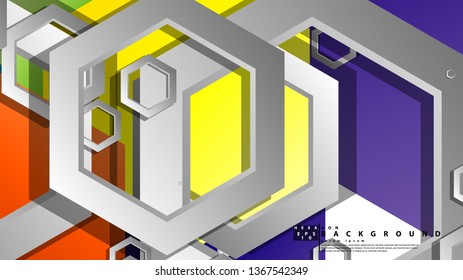 Abstract geometric background with hexagon, brights color compositions. Vector illustration