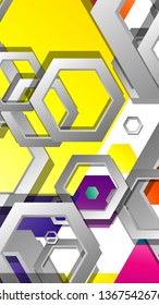 Abstract geometric background with hexagon, brights color compositions. Vector illustration