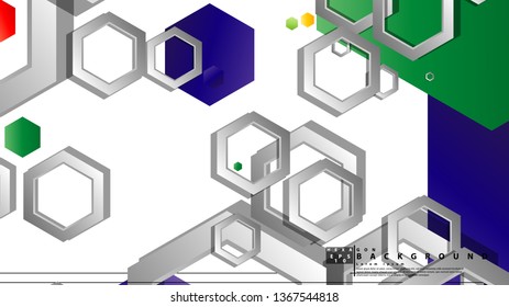 Abstract geometric background with hexagon, brights color compositions. Vector illustration
