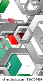 Abstract geometric background with hexagon, brights color compositions. Vector illustration
