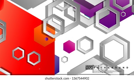 Abstract geometric background with hexagon, brights color compositions. Vector illustration