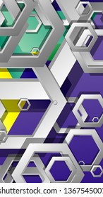 Abstract geometric background with hexagon, brights color compositions. Vector illustration