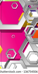 Abstract geometric background with hexagon, brights color compositions. Vector illustration