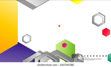 Abstract geometric background with hexagon, brights color compositions. Vector illustration