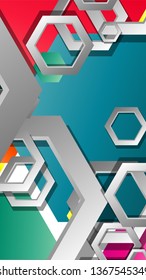 Abstract geometric background with hexagon, brights color compositions. Vector illustration