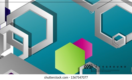 Abstract geometric background with hexagon, brights color compositions. Vector illustration
