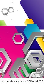 Abstract geometric background with hexagon, brights color compositions. Vector illustration