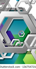 Abstract geometric background with hexagon, brights color compositions. Vector illustration