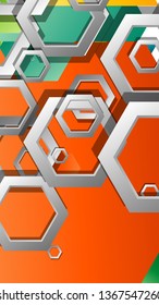 Abstract geometric background with hexagon, brights color compositions. Vector illustration