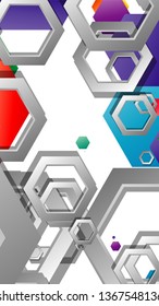 Abstract geometric background with hexagon, brights color compositions. Vector illustration