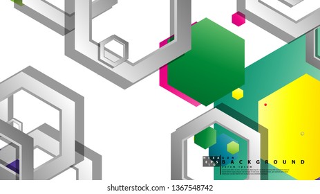 Abstract geometric background with hexagon, brights color compositions. Vector illustration