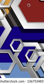 Abstract geometric background with hexagon cold color composition. Vector illustration