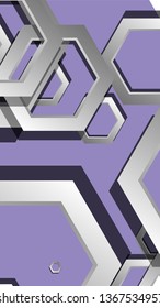 Abstract geometric background with hexagon cold color composition. Vector illustration