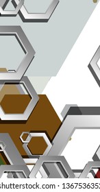 Abstract geometric background with hexagon cold color composition. Vector illustration