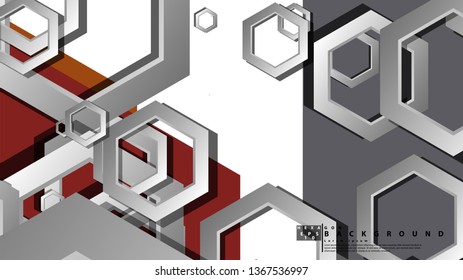 Abstract geometric background with hexagon cold color composition. Vector illustration