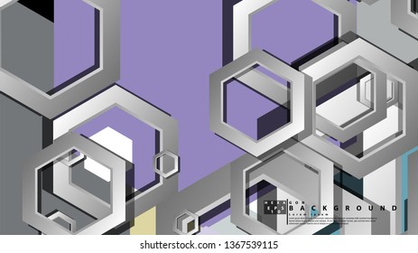 Abstract geometric background with hexagon cold color composition. Vector illustration