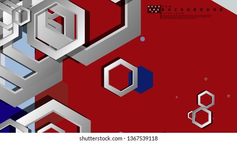 Abstract geometric background with hexagon cold color composition. Vector illustration