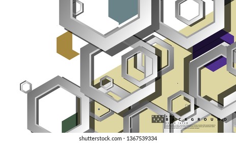 Abstract geometric background with hexagon cold color composition. Vector illustration
