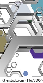 Abstract geometric background with hexagon cold color composition. Vector illustration