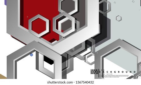 Abstract geometric background with hexagon cold color composition. Vector illustration