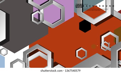 Abstract geometric background with hexagon cold color composition. Vector illustration