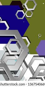 Abstract geometric background with hexagon cold color composition. Vector illustration