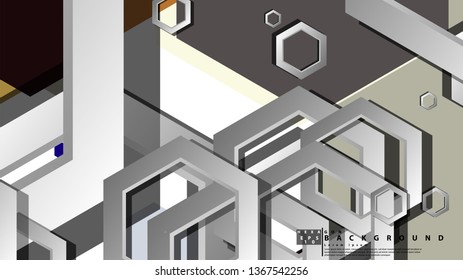 Abstract geometric background with hexagon cold color composition. Vector illustration