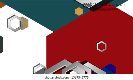 Abstract geometric background with hexagon cold color composition. Vector illustration