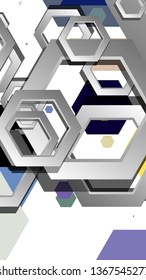 Abstract geometric background with hexagon cold color composition. Vector illustration