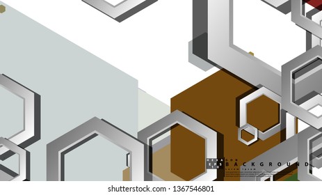 Abstract geometric background with hexagon cold color composition. Vector illustration