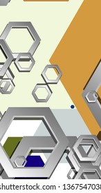 Abstract geometric background with hexagon cold color composition. Vector illustration