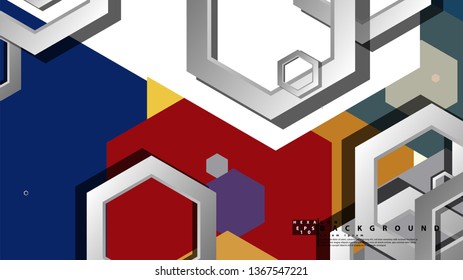 Abstract geometric background with hexagon cold color composition. Vector illustration
